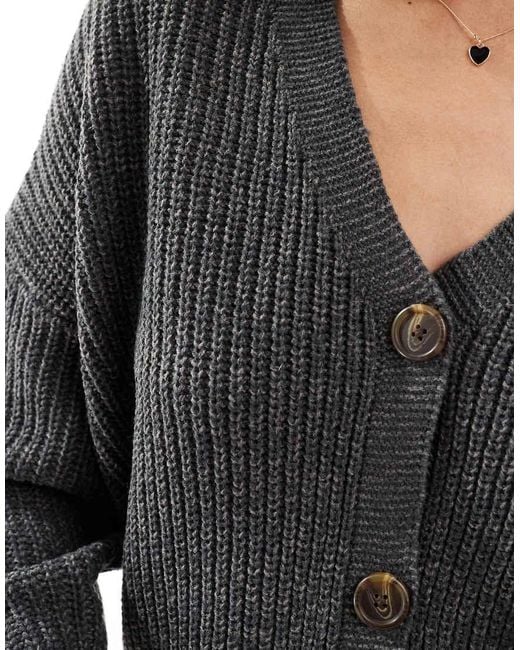 Vero Moda Black Button Through Chunky Rib Cardigan
