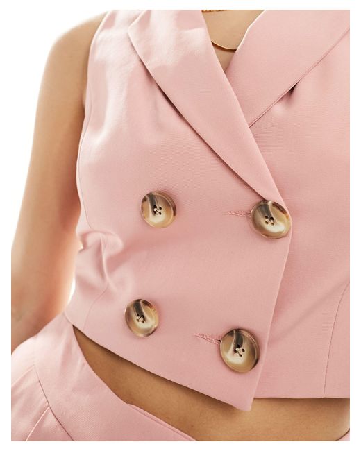 Miss Selfridge Pink Tailored Waistcoat Top