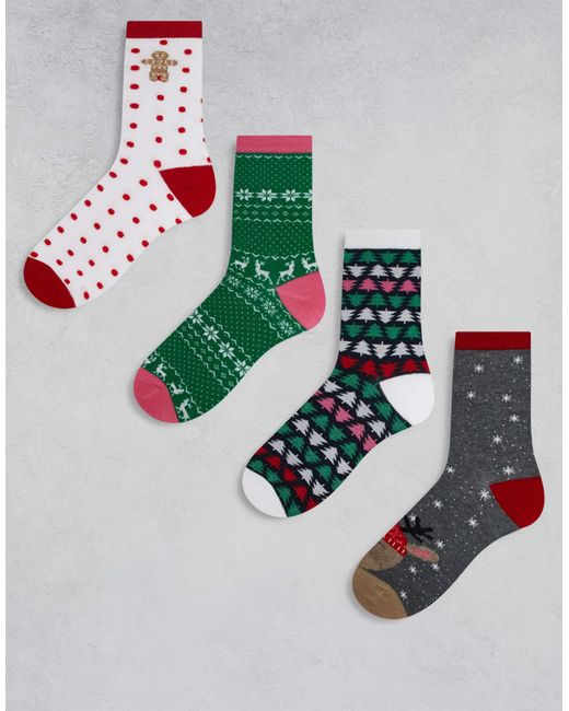 Vero Moda Metallic – 4er-pack weihnachtliche socken