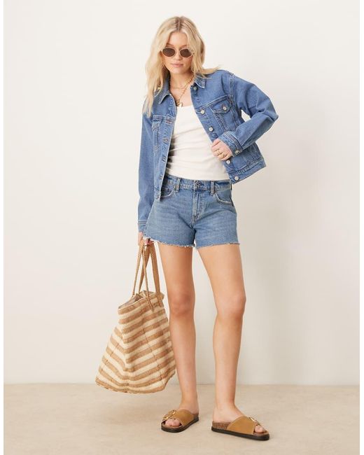 Giacca Di Jeans Stile Western Lavaggio Medio di ASOS in Blue