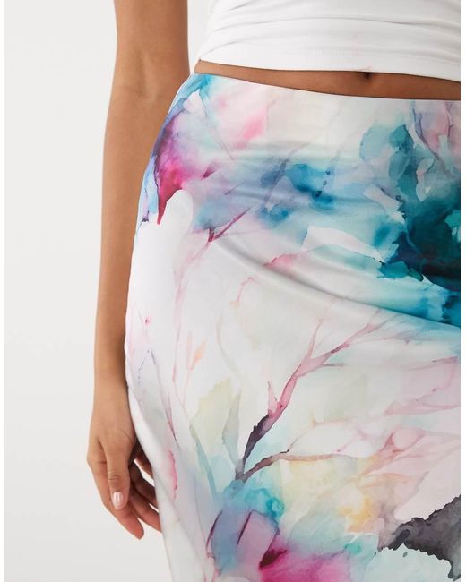 Iyal Blue Satin Midi Skirt Co-Ord