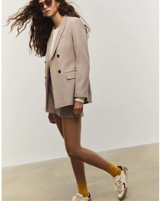 Blazer à double boutonnage - taupe Stradivarius en coloris Natural