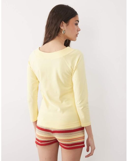 ASOS Natural Boat Neck 3/4 Sleeve Top