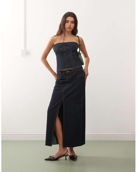 Lioness Blue Sweetness Seam Detail Bandeau Top Co-ord