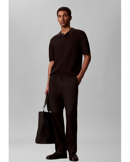 Calvin Klein Gray Soft Pointelle Knit Polo Shirt for men