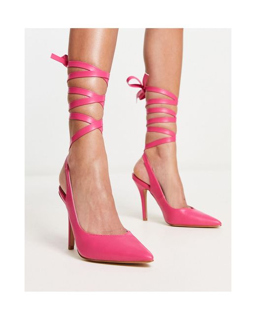 Raid Pink Ishana Heeled Shoes With Ankle Tie