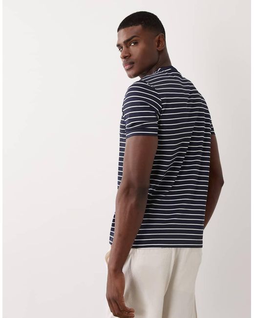 Mango Blue Performance Striped Crew Neck T-shirt for men