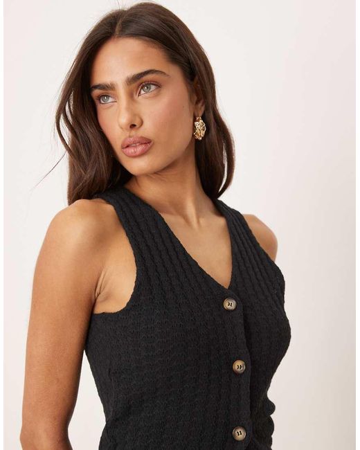 Chaleco De Traje Abotonado De Punto De (Parte De Un Conjunto) ASOS de color Black