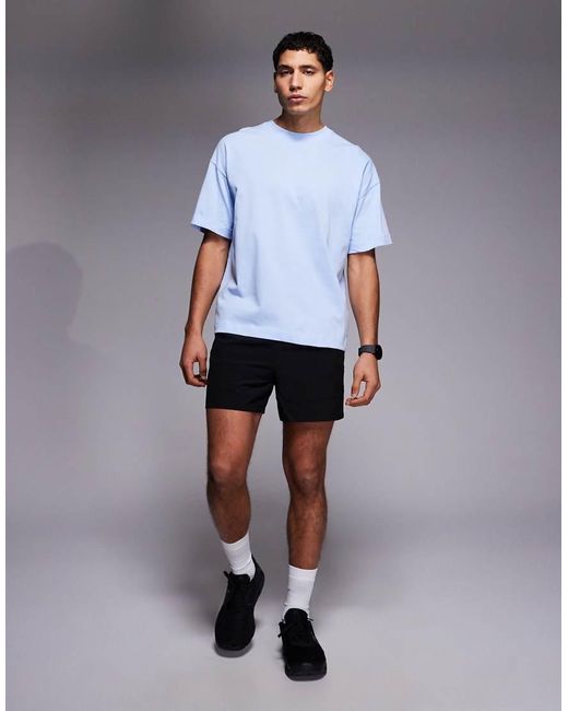 4505 White Heavyweight Cotton Boxy Oversized Cropped Training T-shirt With Quick Dry Finish for men