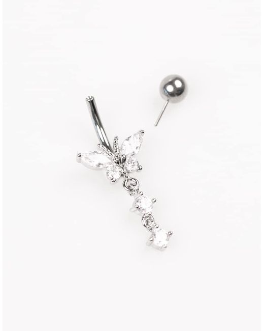 Lovisa White Titanium Cubic Zirconia Butterfly Drop Belly Piercing