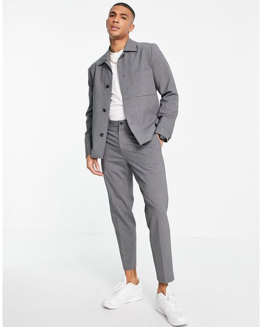 SELECTED – schmal zulaufende anzughose mit schmalem schnitt in Gray für Herren