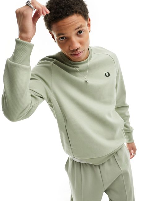 Fred Perry Green Ripstop Tricot Sweatshirt for men