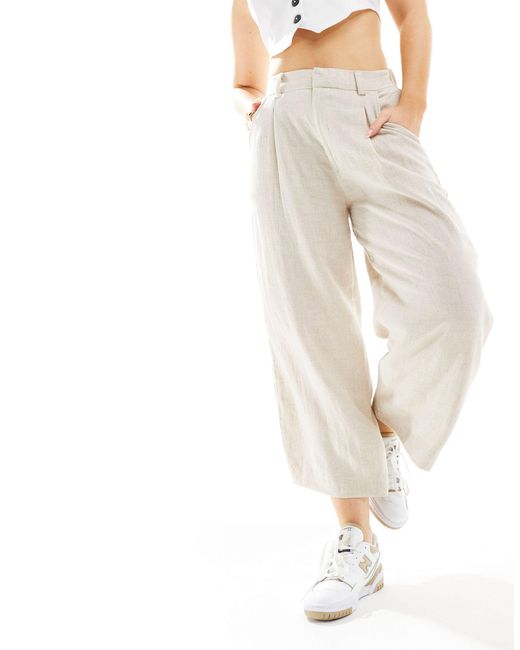 ASOS Natural Hourglass Dad Culotte With Linen