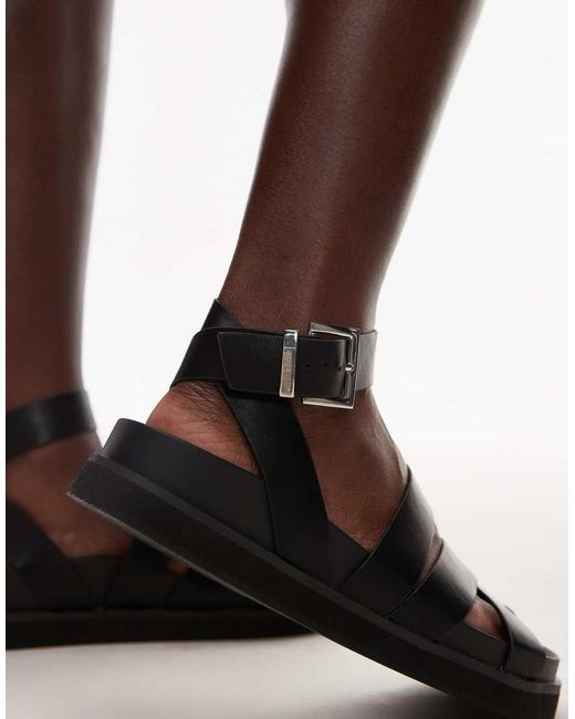 TOPSHOP Brown Jady Flat Sandals