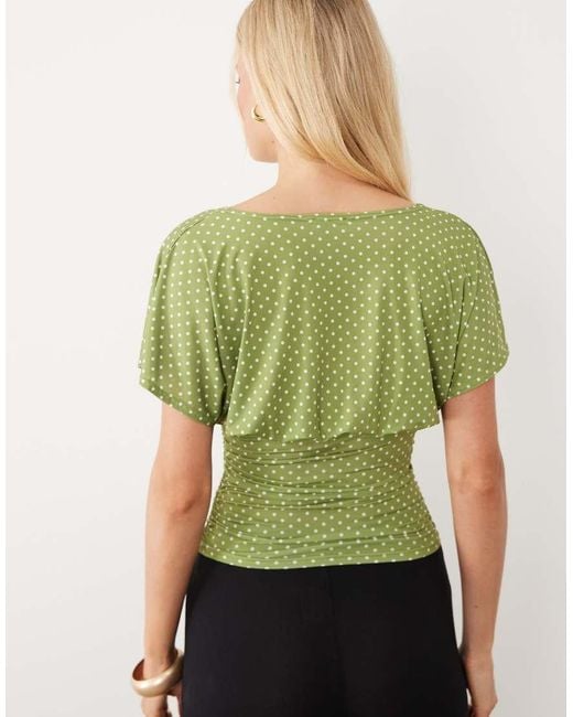 Miss Selfridge Green V-neck Top