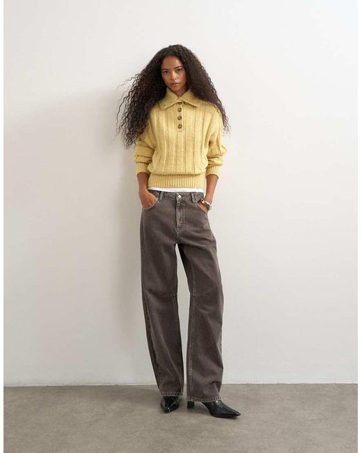 TOPSHOP Purple Knitted Rib Funnel Neck Jumper