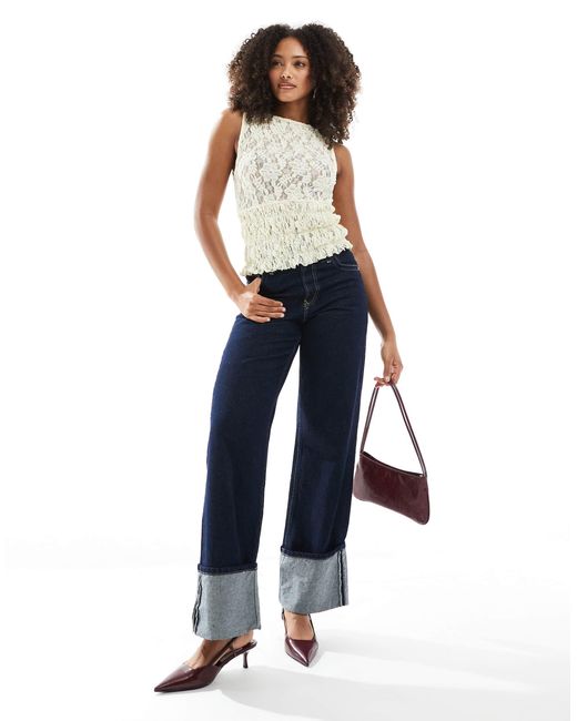 ASOS Blue – gesmoktes spitzenoberteil
