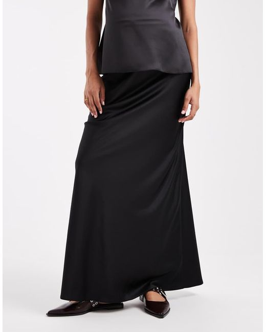 ASOS Black Asos Design Maternity Satin Bias Maxi Skirt