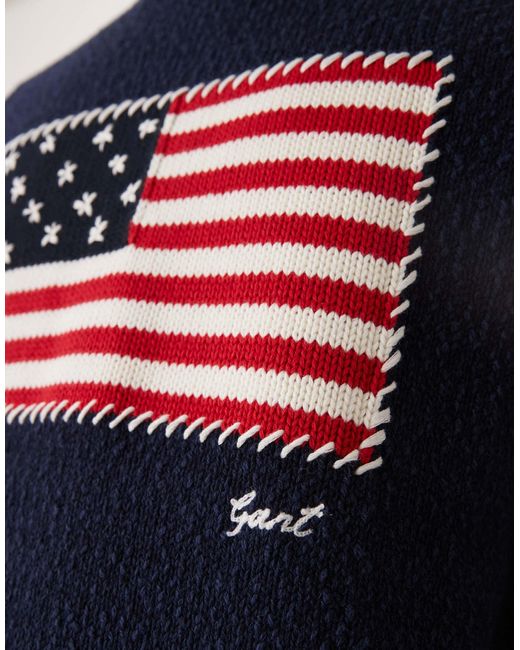 Gant Blue Knitted Logo Flag Jumper for men