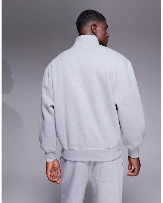 Felpa Premium Oversize Pesante 4 Gsm Mélange Con Zip Corta di ASOS in Gray da Uomo