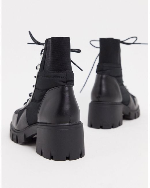 black chunky lace up hiker boots