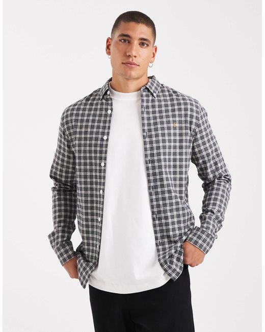 Farah Gray Millers Long Sleeve Check Shirt for men