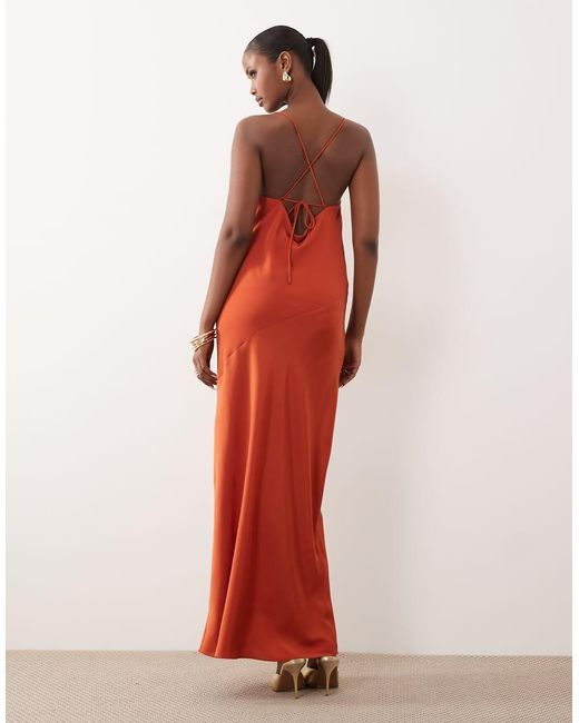 ASOS Red Hybrid Satin Panel Cami Maxi Dress