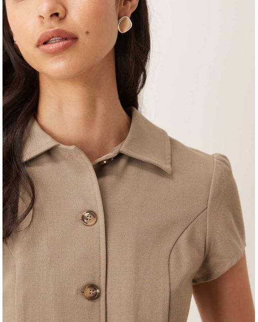 Motel Brown Maorah Tailored Collared Blouse