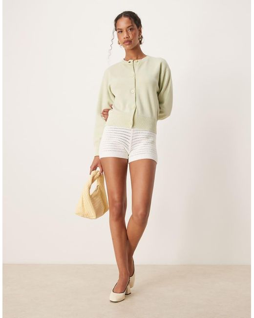 Cardigan Girocollo Salvia Lavaggio Acido di ASOS in Natural