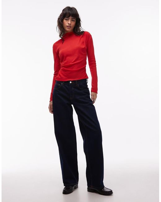 ASOS Red Grown On Neck Drape Top