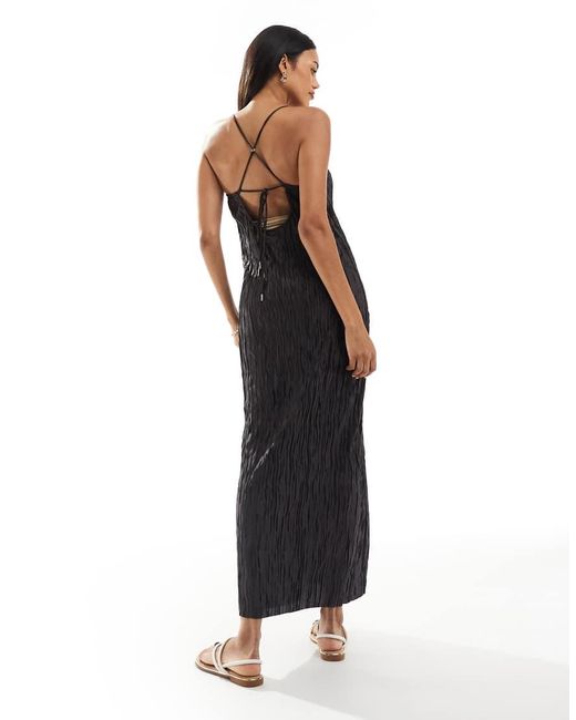 Vero Moda Black Textured Plisse Cami Maxi Dress