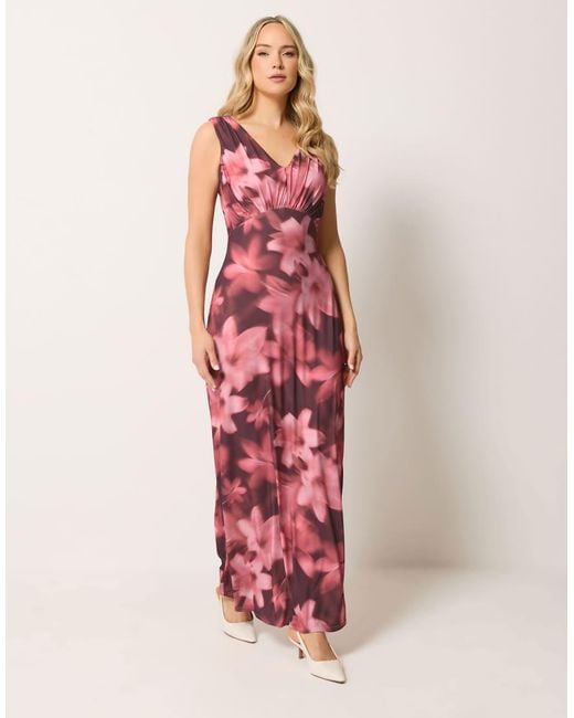Long Tall Sally Pink Floral Scarf Detail Maxi Dress