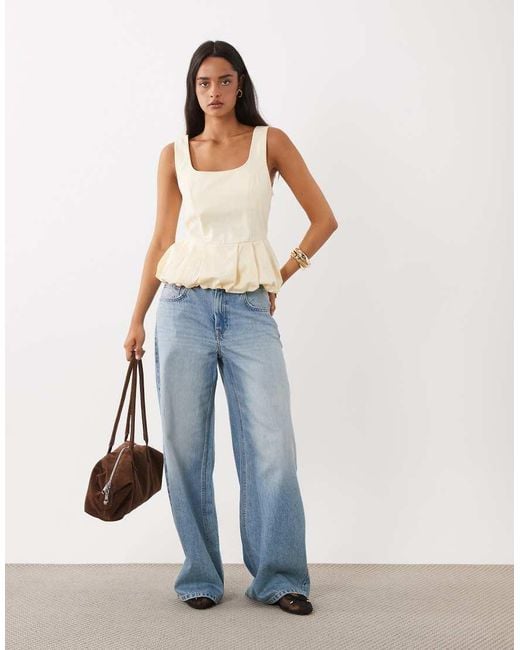 ASOS Blue Scoop Neck Peplum Cami