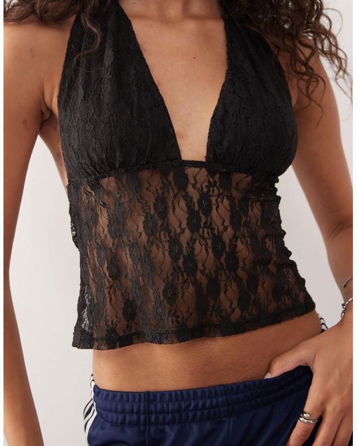 Collusion Black Longline Halter Neck Top