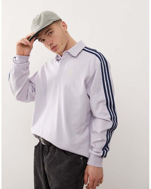 Adidas Originals Gray Sst Rugby Polo for men