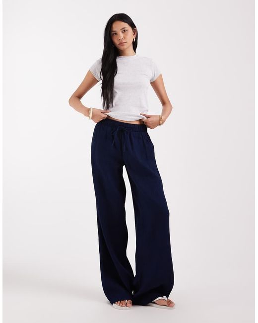 ONLY Blue Wide Leg Seersucker Trouser