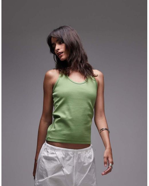 ARKET Green Cotton Rich Halterneck Jersey Halter Top