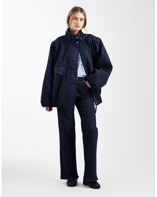 ASOS Blue Decon Spliced Bomber Jacket