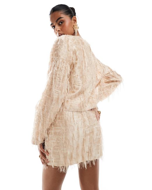 & Other Stories Natural – minirock aus haarig strukturiertem jacquard