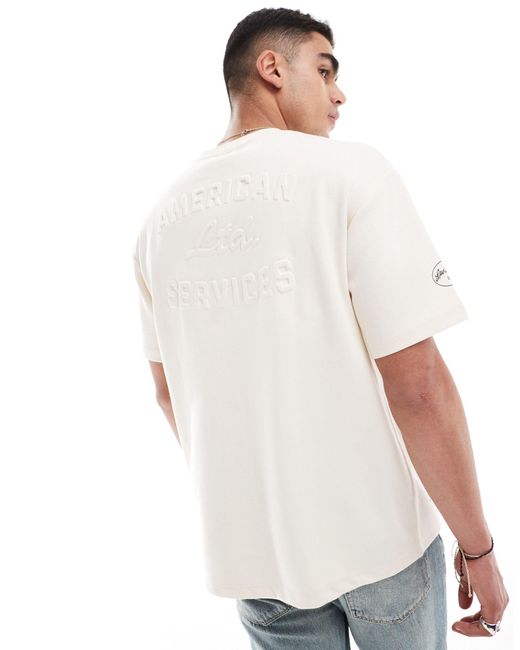 Bershka White Heavyweight Printed T-shirt for men