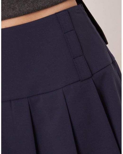 ASOS Blue Drop Waist Pleated Mini Skirt