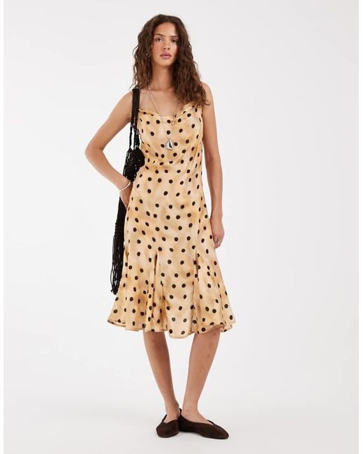 Muse Assembly Metallic Betsey Polka Dot Cowl Neck Midi Dress