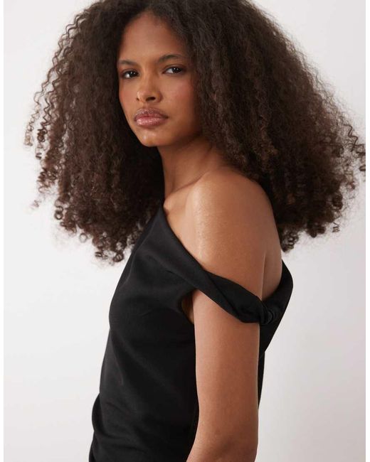 Mango Black One Shoulder Sleeveless Top