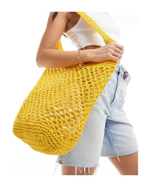 South Beach Yellow Crochet Tote Bag