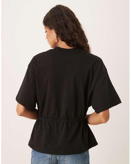 ASOS Black Tie Waist Drape T-Shirt
