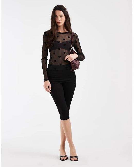 Vero Moda Black Sheer Long Sleeve Mesh Top