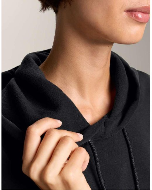 Oysho Blue Hooded Boxy Sweatshirt With Brushed Modal