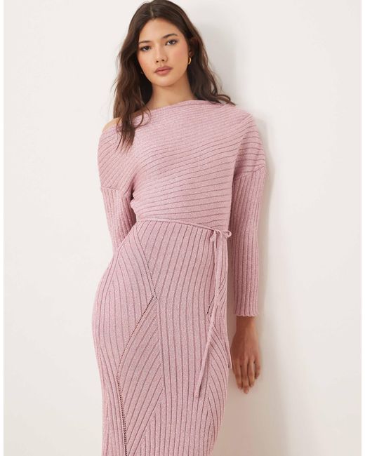 Never Fully Dressed Pink Off Shoulder Knitted Maxi Dress
