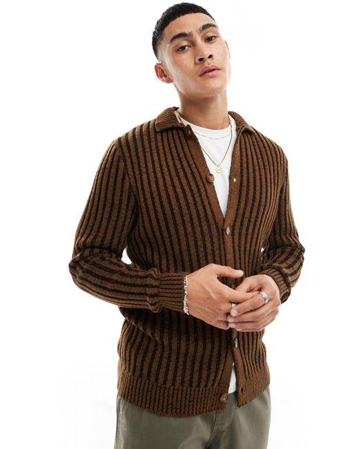 ASOS Green Knitted Plated Rib Cardigan for men