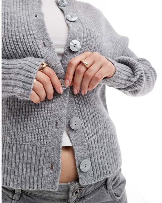 Threadbare Gray – gerippte strickjacke